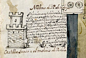 Detalle del croquis presentado en el pleito de 1674 (Archivo de la Real Chancillería de Valladolid)